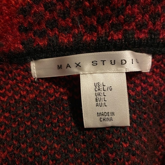 Max Studio Buffalo Plaid Long Sleeves Open Oversized Cardigan Sweater, Sz: Large - Picture 9 of 10